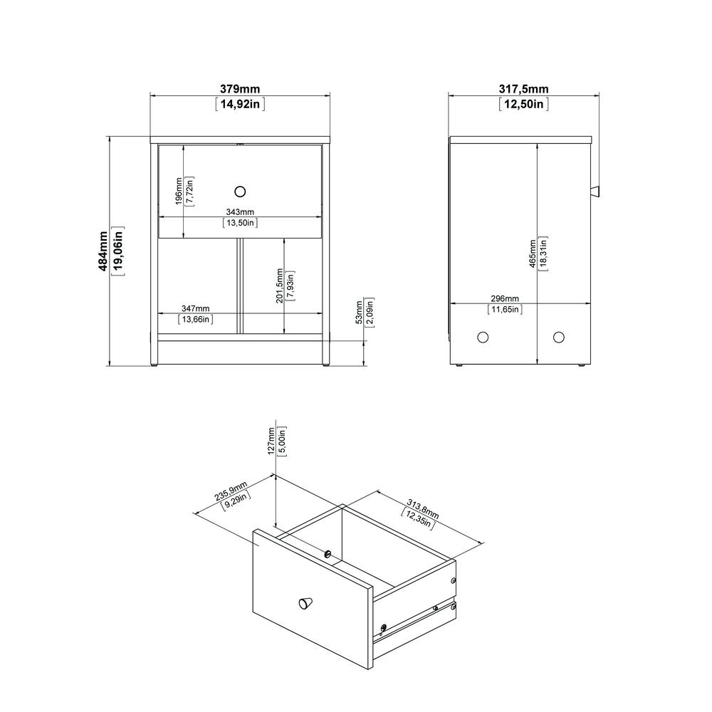 Portland 1 Drawer Nightstand, White. Picture 9