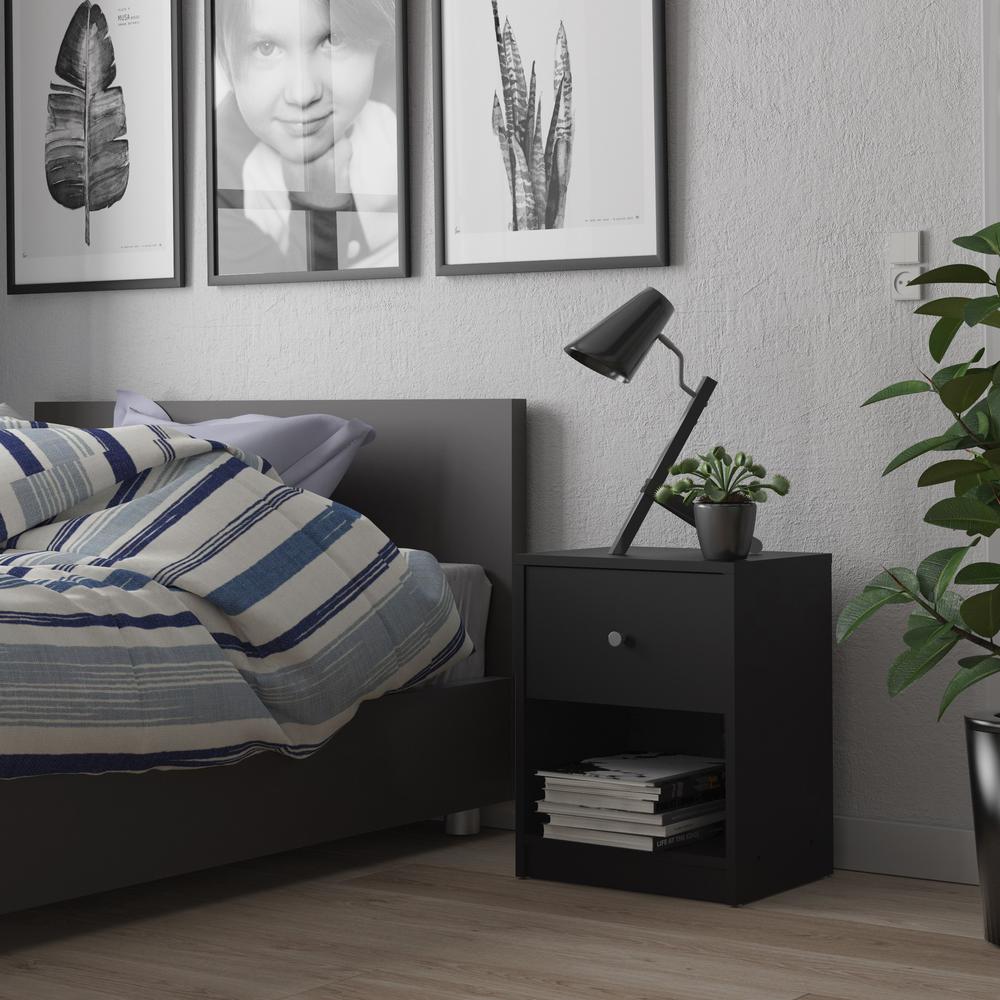 Portland 1 Drawer Nightstand, Black. Picture 14