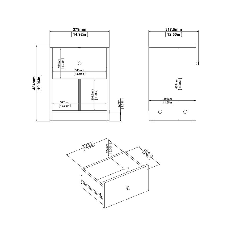 Portland 1 Drawer Nightstand, Black. Picture 9