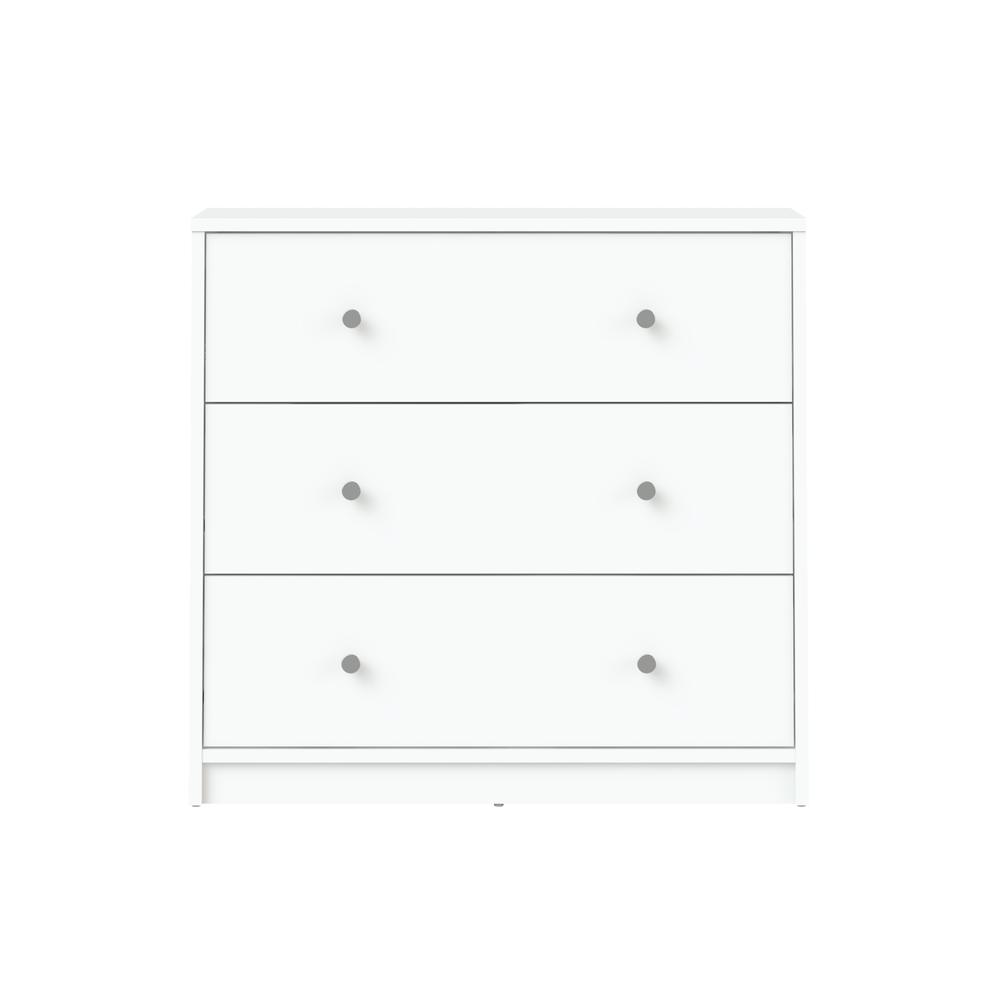 White 3 Drawer Nightstand - Large Bedside Dresser for Stylish Storage. Picture 5