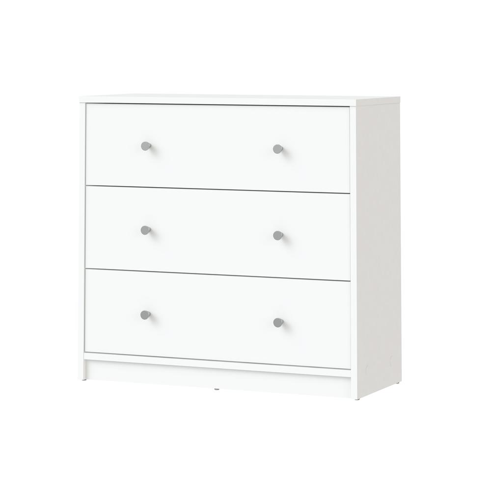 White 3 Drawer Nightstand - Large Bedside Dresser for Stylish Storage. Picture 4