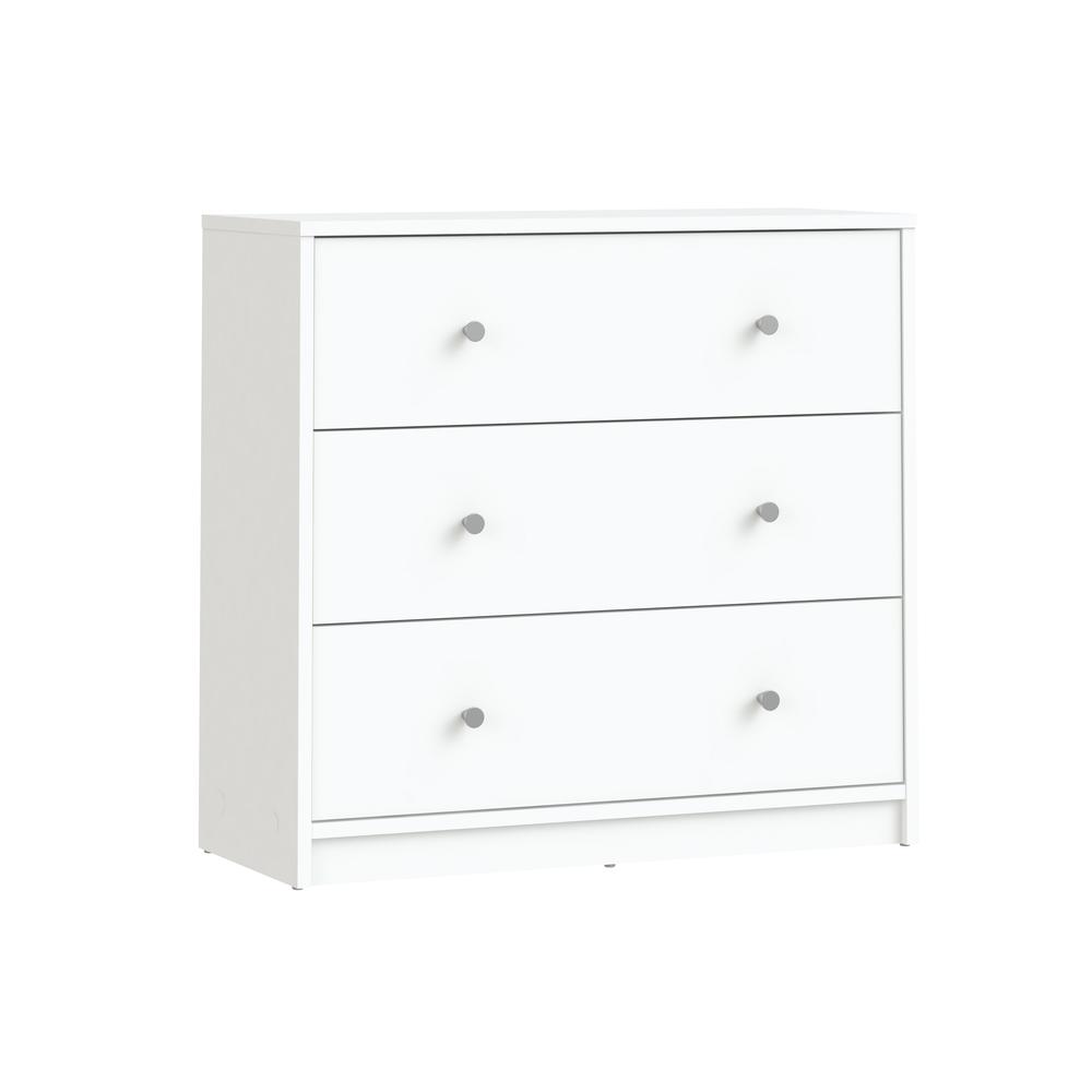White 3 Drawer Nightstand - Large Bedside Dresser for Stylish Storage. Picture 1