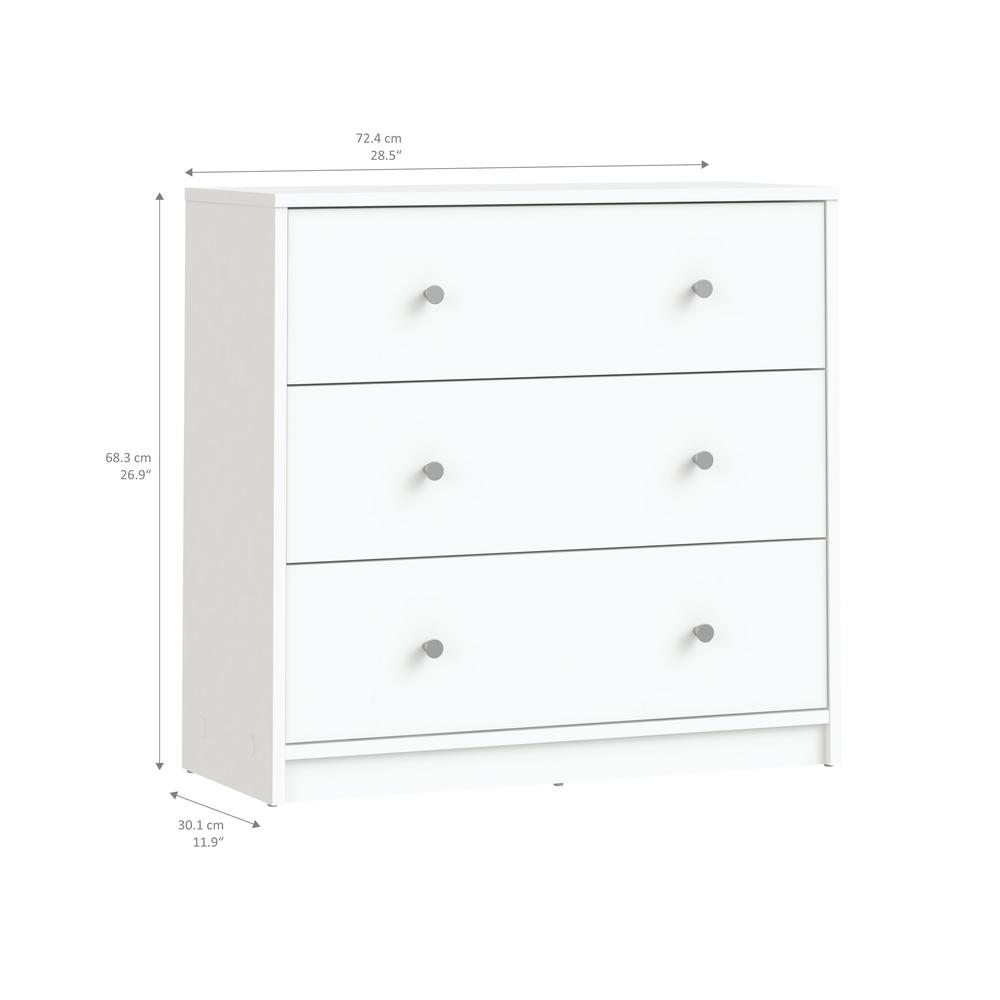 White 3 Drawer Nightstand - Large Bedside Dresser for Stylish Storage. Picture 3
