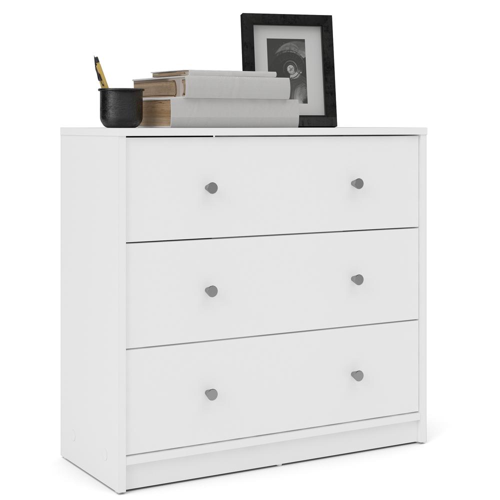 Portland 3 Drawer Chest, White. Picture 12
