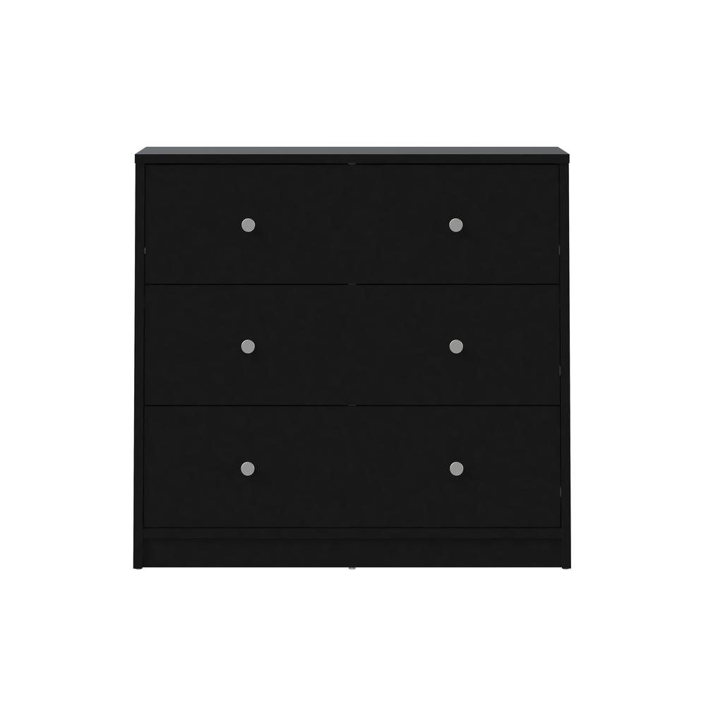 Black 3 Drawer Dresser - Compact Small Chest of Drawers for Bedrooms. Picture 6