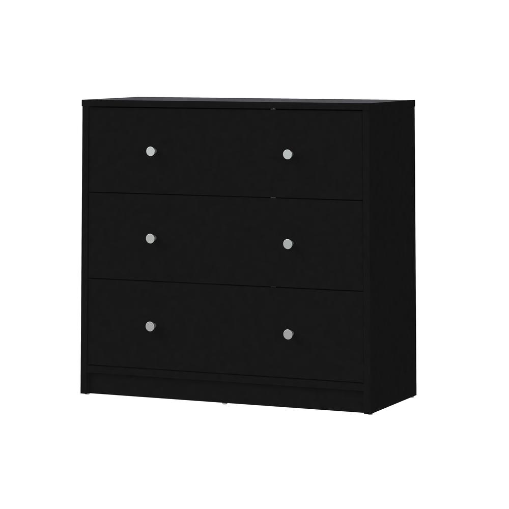 Black 3 Drawer Dresser - Compact Small Chest of Drawers for Bedrooms. Picture 5