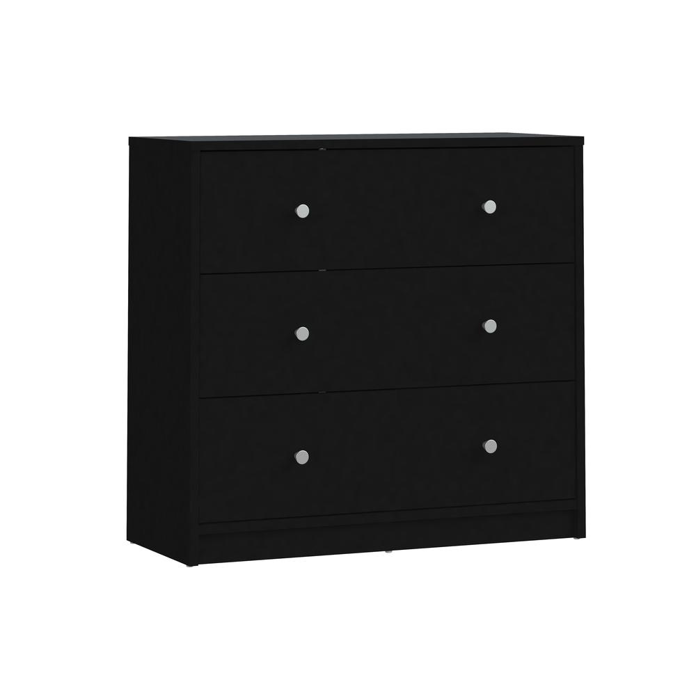 Black 3 Drawer Dresser - Compact Small Chest of Drawers for Bedrooms. Picture 2