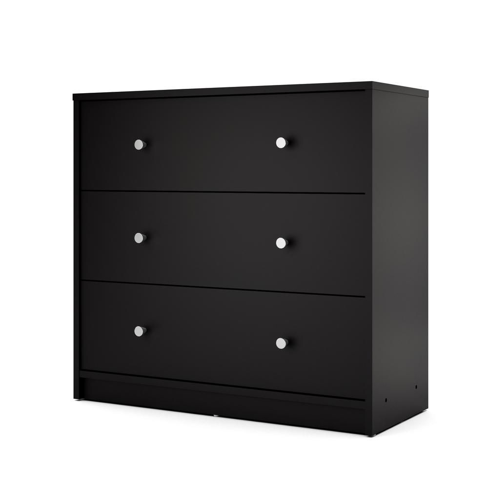 Black 3 Drawer Dresser - Compact Small Chest of Drawers for Bedrooms. Picture 1