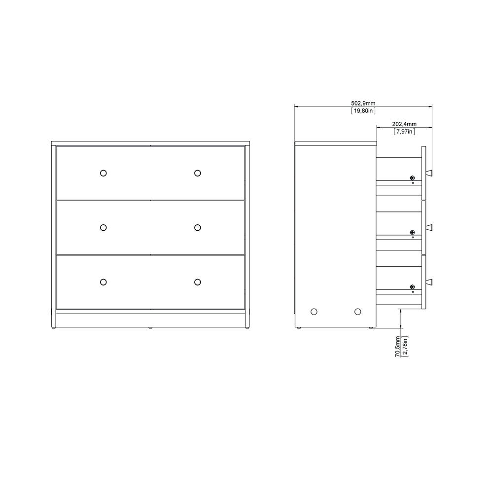 Portland 3 Drawer Chest, Black. Picture 10