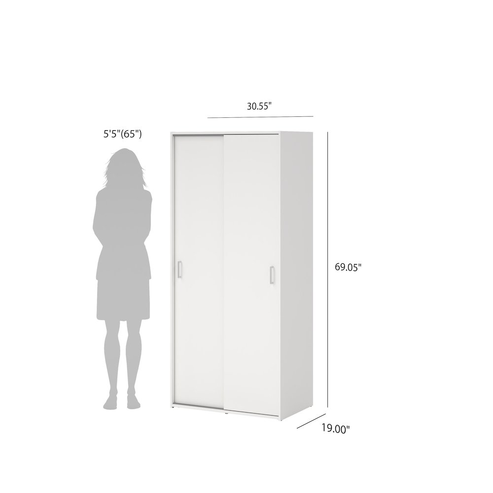 Space Wardrobe with 2 Sliding Doors, White. Picture 2