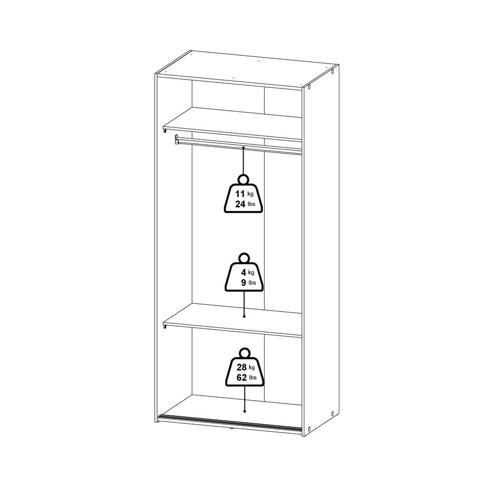 Space Wardrobe with 2 Sliding Doors, White. Picture 11