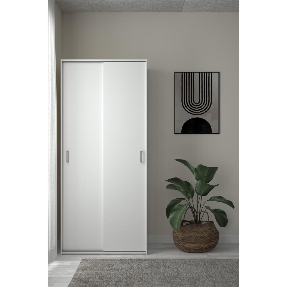 Space Wardrobe with 2 Sliding Doors, White. Picture 13