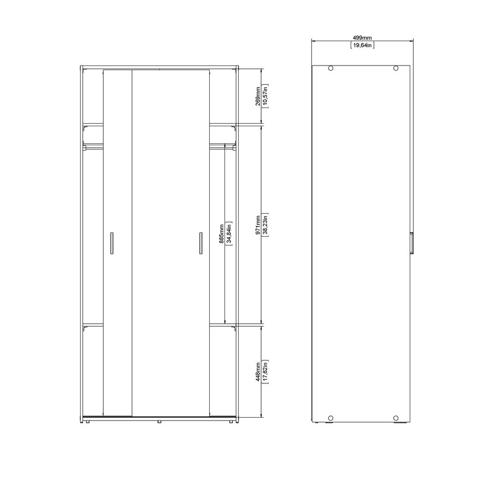 Space Wardrobe with 2 Sliding Doors, White. Picture 12