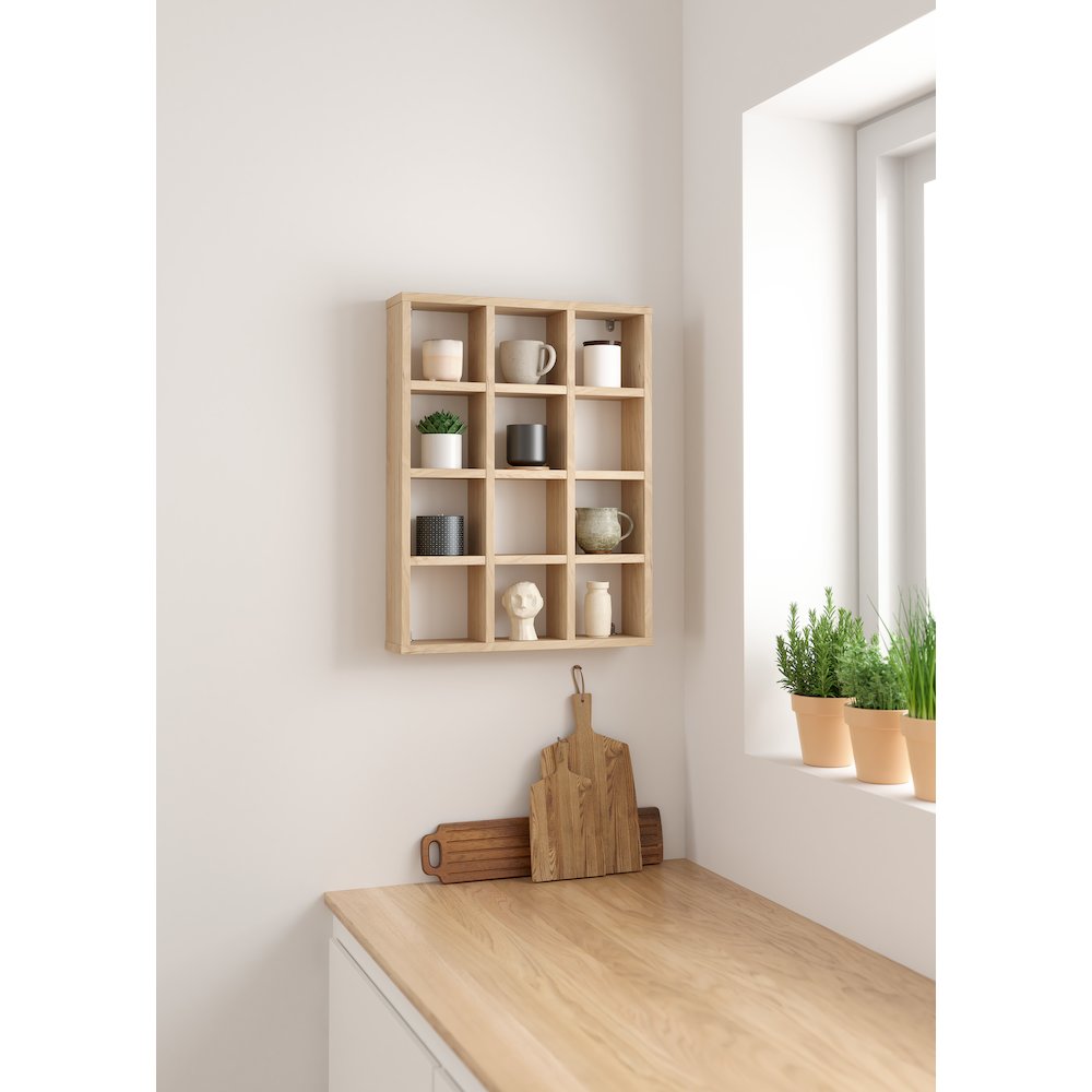 Hyper 12 Cubby Wall Unit, Jackson Hickory. Picture 2
