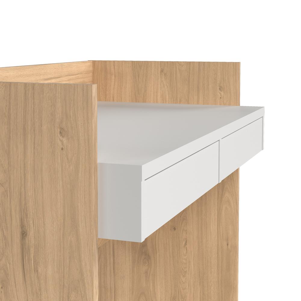 Wren Home Office Writing Desk with 2 Storage Drawers, Jackson Hickory/White. Picture 6