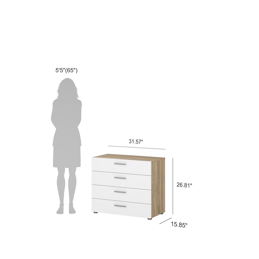 Austin 4 Drawer Chest, Oak Structure/White High Gloss. Picture 9