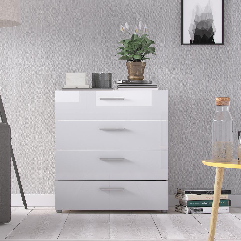 Austin 4 Drawer Chest, Oak Structure/White High Gloss. Picture 8