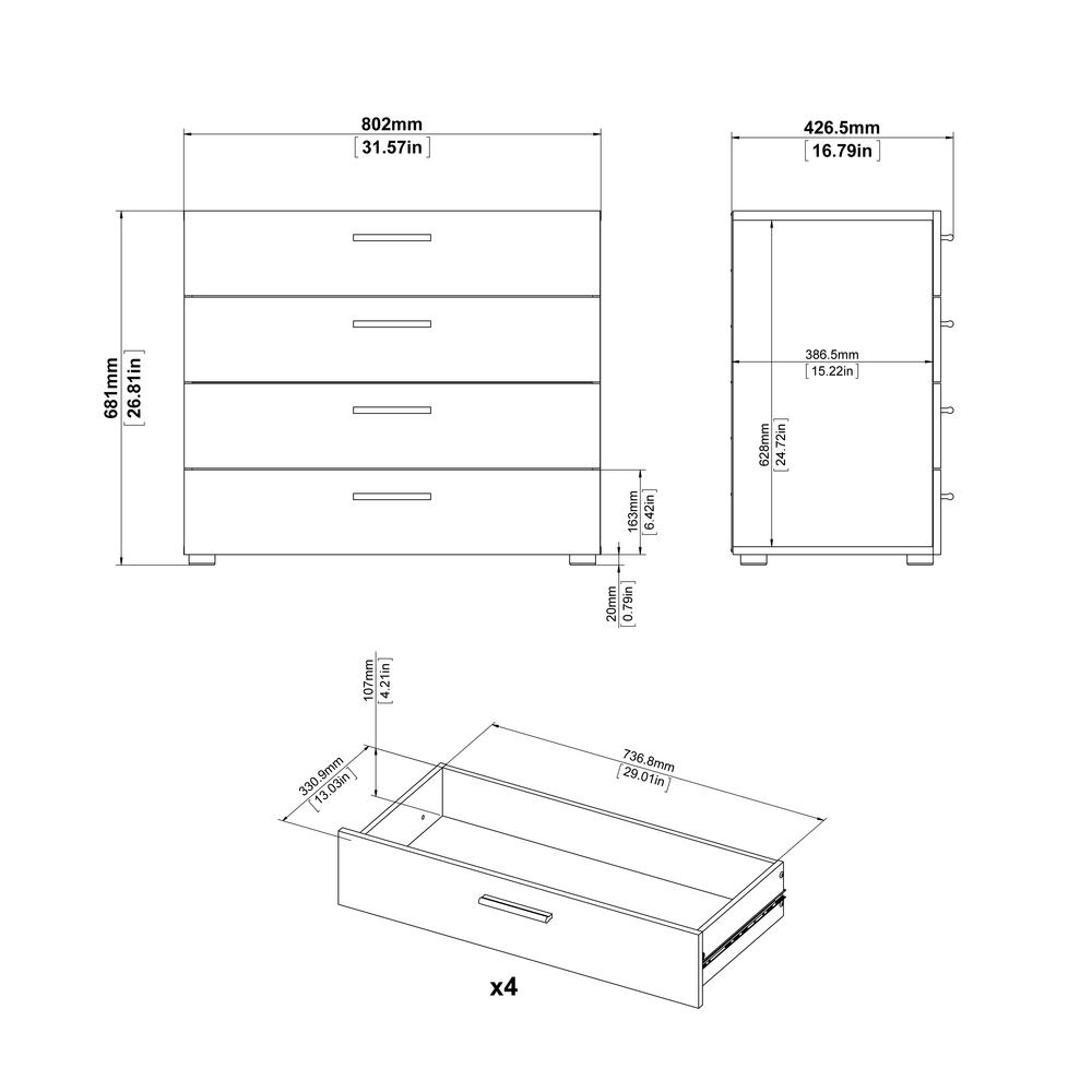 Austin 4 Drawer Chest, Walnut. Picture 9
