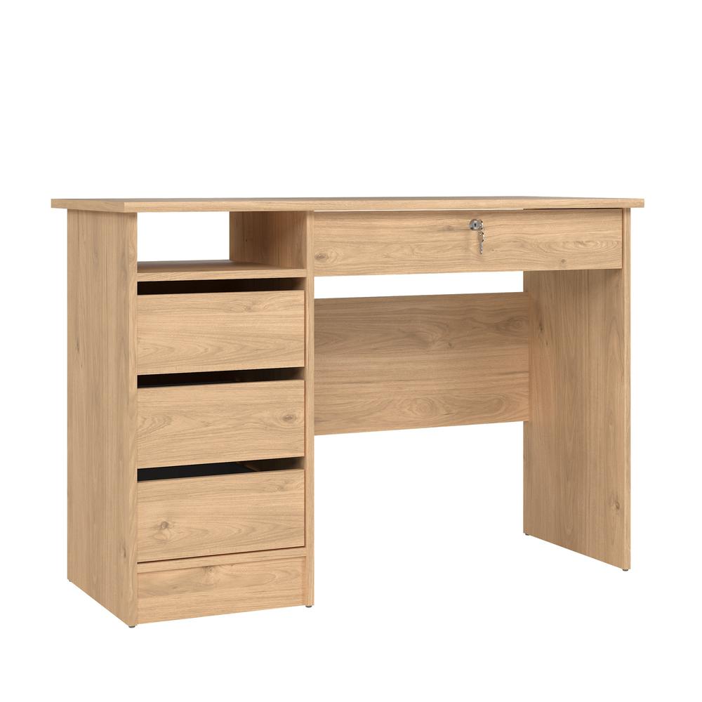 Wescot Home Office Writing Desk with 4 Drawers and Open Shelf, Jackson Hickory. Picture 1