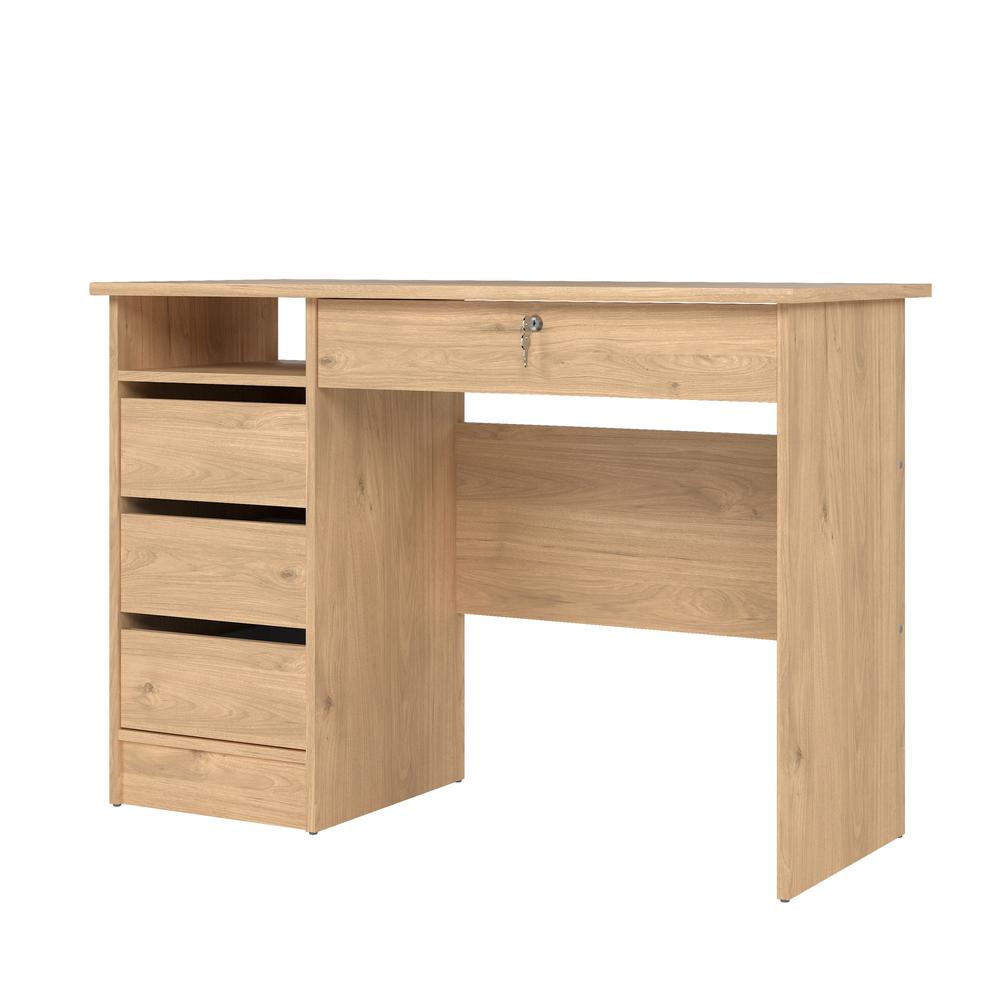 Wescot Home Office Writing Desk with 4 Drawers and Open Shelf, Jackson Hickory. Picture 2
