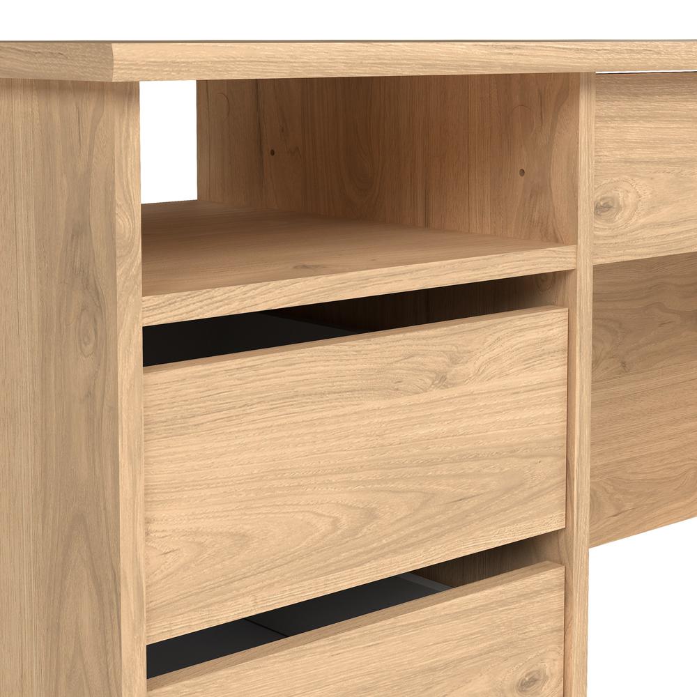 Wescot Home Office Writing Desk with 4 Drawers and Open Shelf, Jackson Hickory. Picture 5
