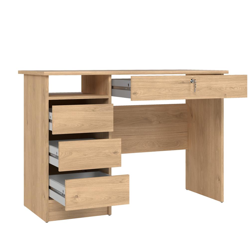 Wescot Home Office Writing Desk with 4 Drawers and Open Shelf, Jackson Hickory. Picture 4