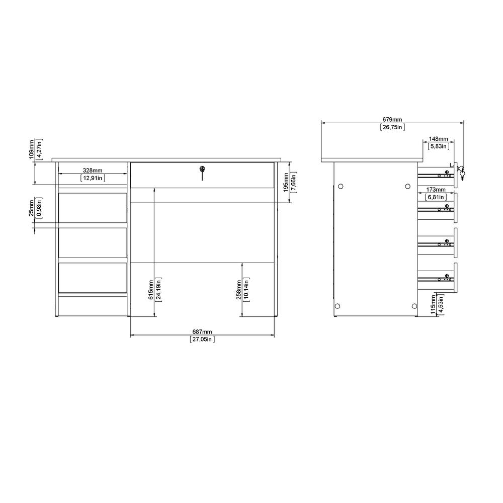 Wescot Home Office Writing Desk with 4 Drawers and Open Shelf, Jackson Hickory. Picture 9