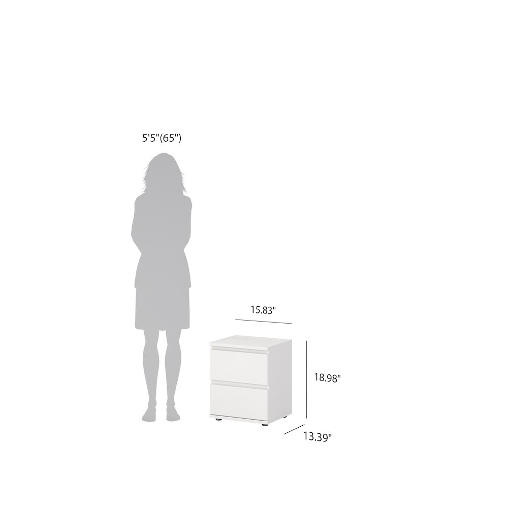 Aurora 2 Drawer Nightstand, White. Picture 4