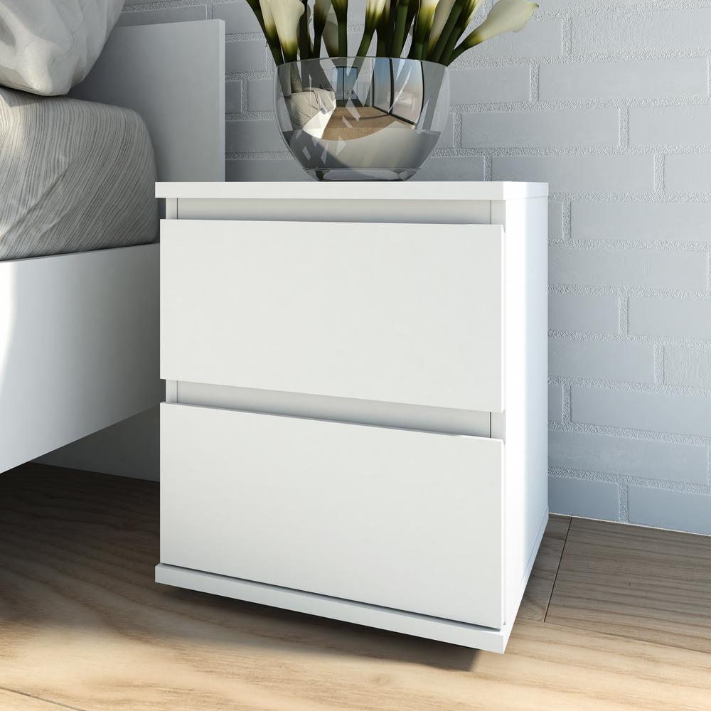Aurora 2 Drawer Nightstand, White. Picture 3