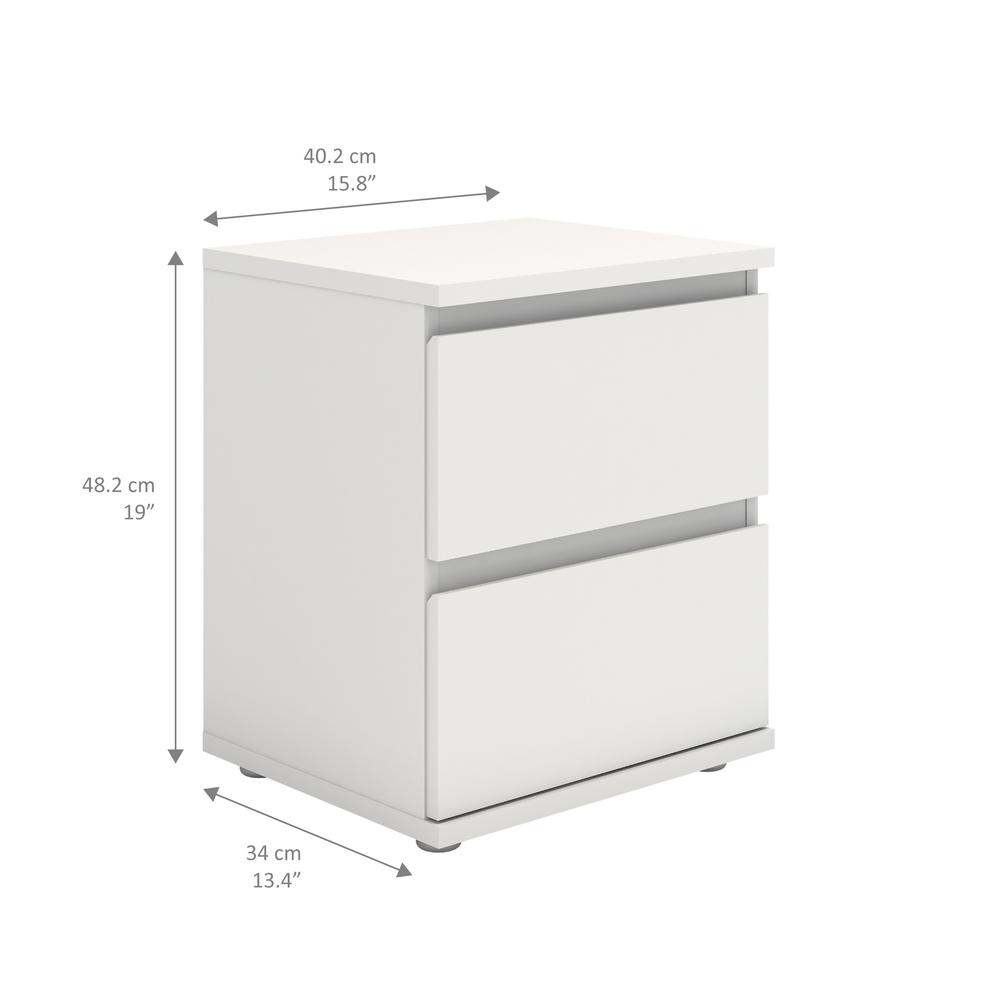 Aurora 2 Drawer Nightstand, White. Picture 2