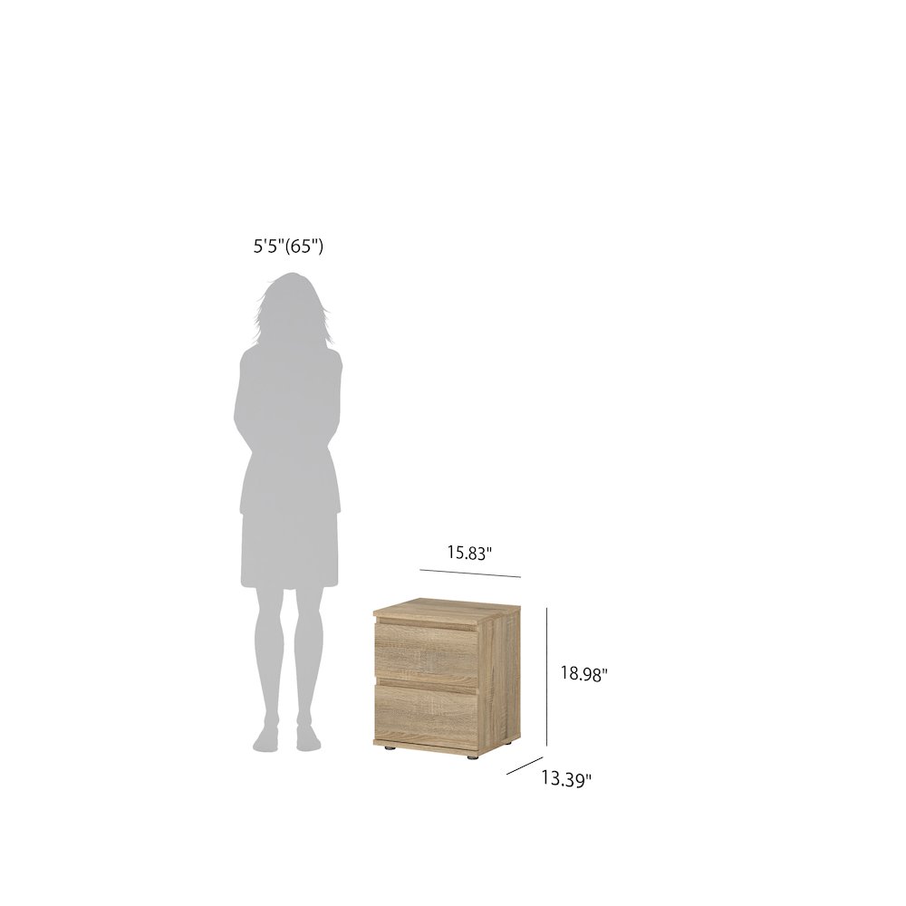 Aurora 2 Drawer Nightstand, Oak Structure. Picture 4