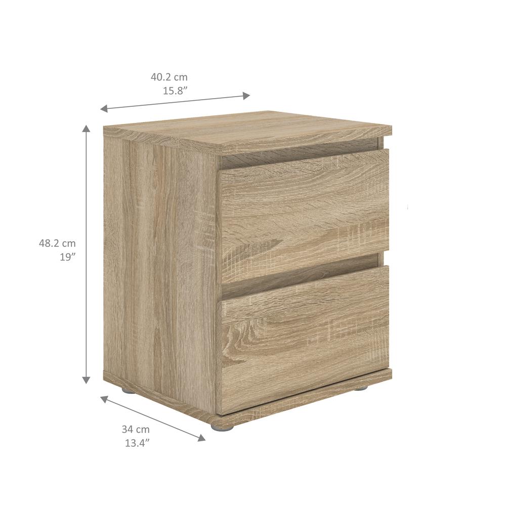 Aurora 2 Drawer Nightstand, Oak Structure. Picture 2
