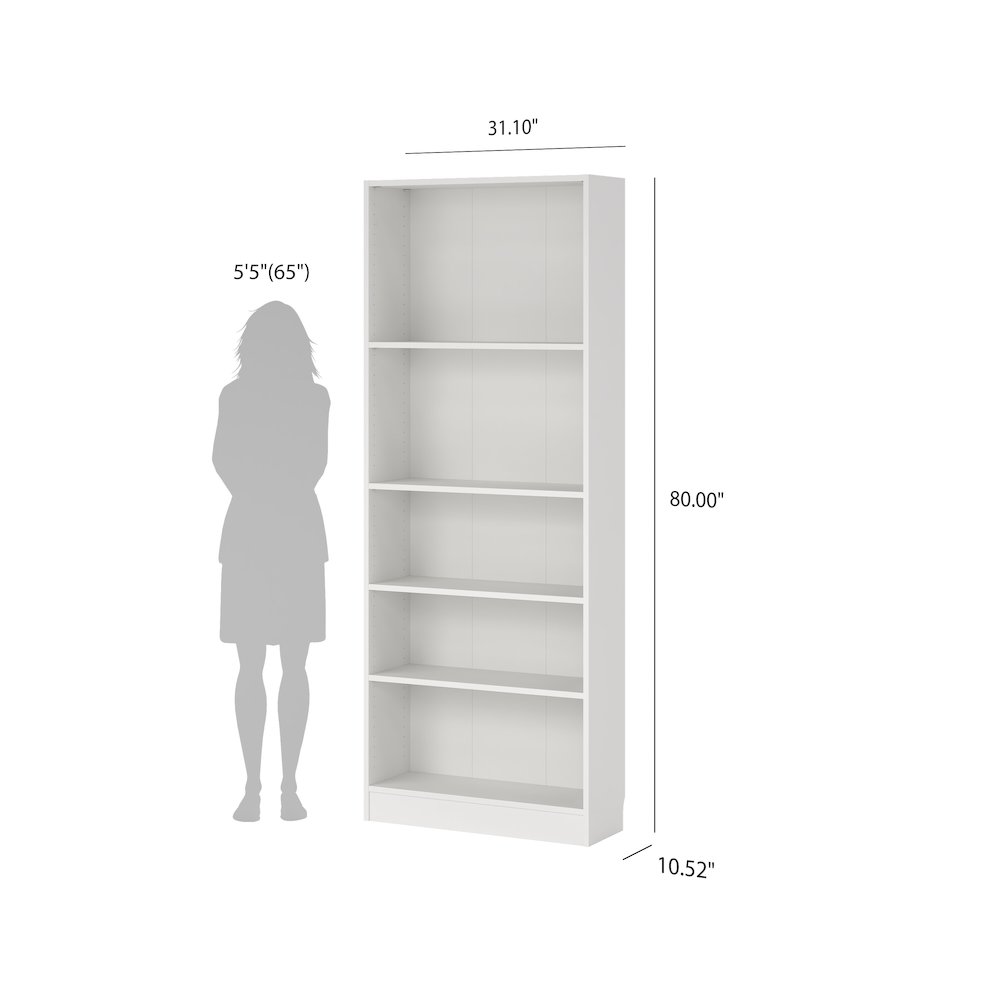 Basic Tall Narrow 5 Shelf Bookcase - White. Picture 11