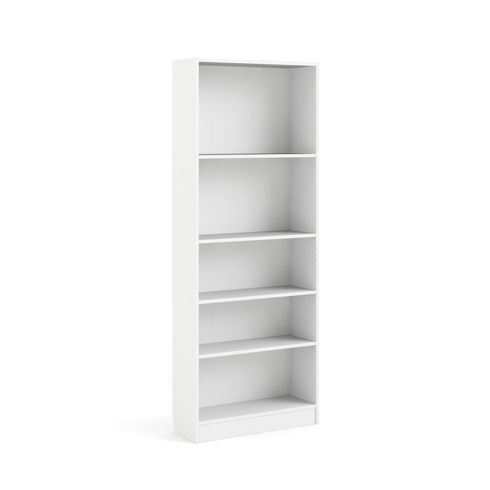 Basic Tall Wide 5 Shelf Bookcase, White. Picture 3
