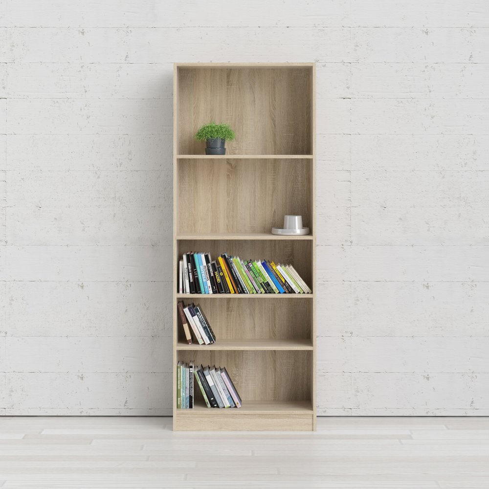 Element Tall Wide 5 Shelf Bookcase, Oak Structure. Picture 7