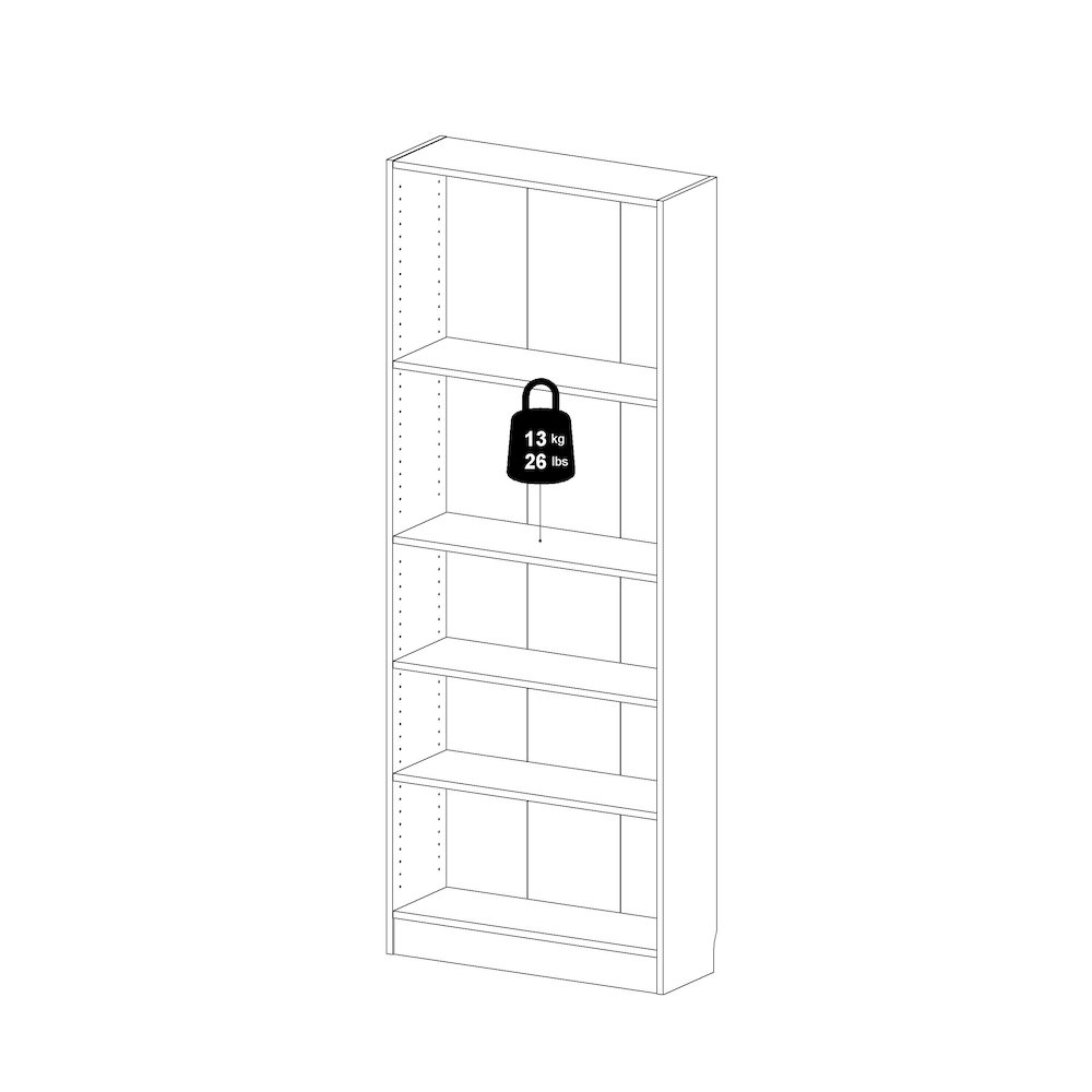 Element Tall Wide 5 Shelf Bookcase, Oak Structure. Picture 9