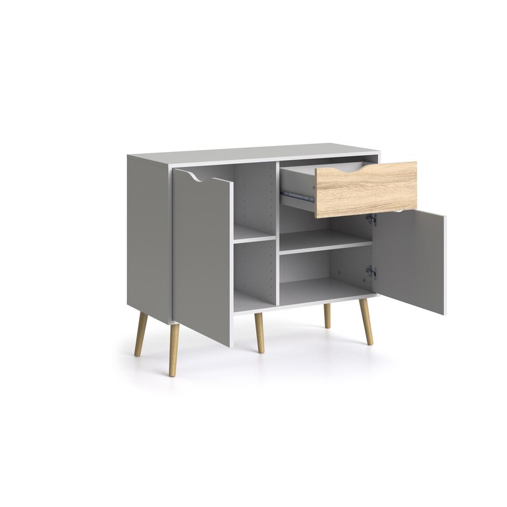 White Sideboard with Drawer and Doors - Elegant White Storage Cabinet. Picture 4