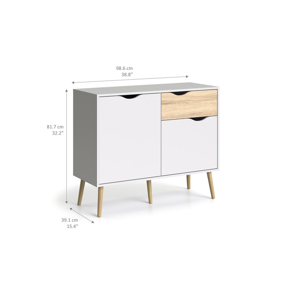 White Sideboard with Drawer and Doors - Elegant White Storage Cabinet. Picture 3