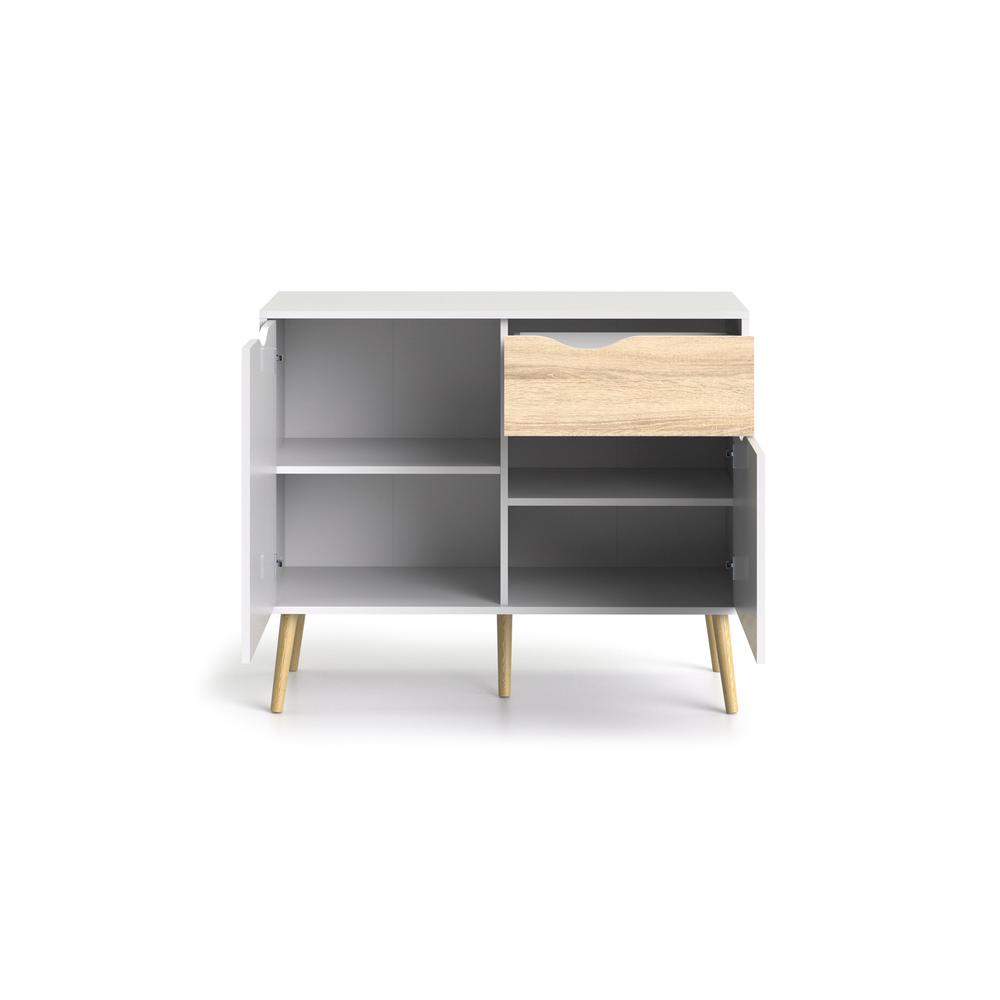 White Sideboard with Drawer and Doors - Elegant White Storage Cabinet. Picture 2