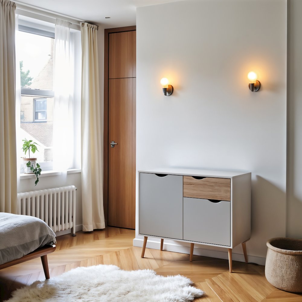 White Sideboard with Drawer and Doors - Elegant White Storage Cabinet. Picture 8