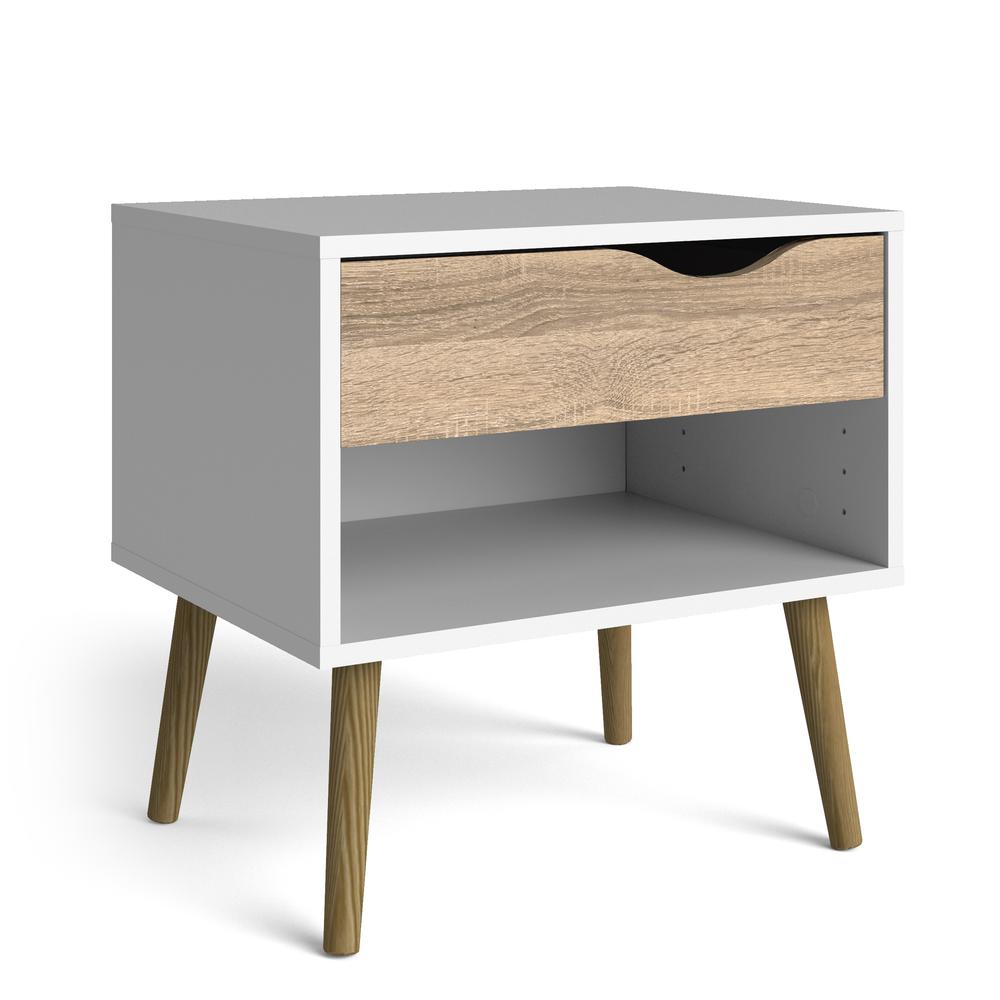Diana 1 Drawer Nightstand, White/Oak Structure. Picture 3