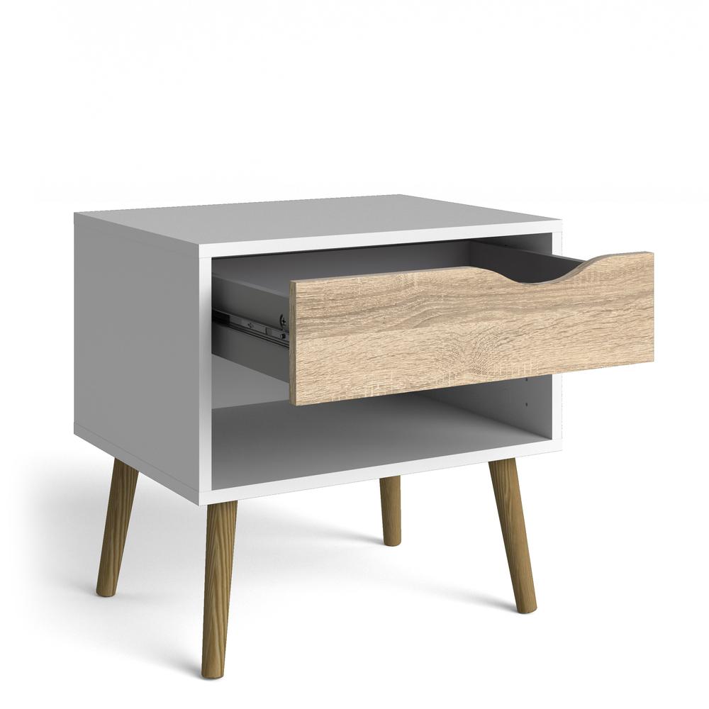 Diana 1 Drawer Nightstand, White/Oak Structure. Picture 4