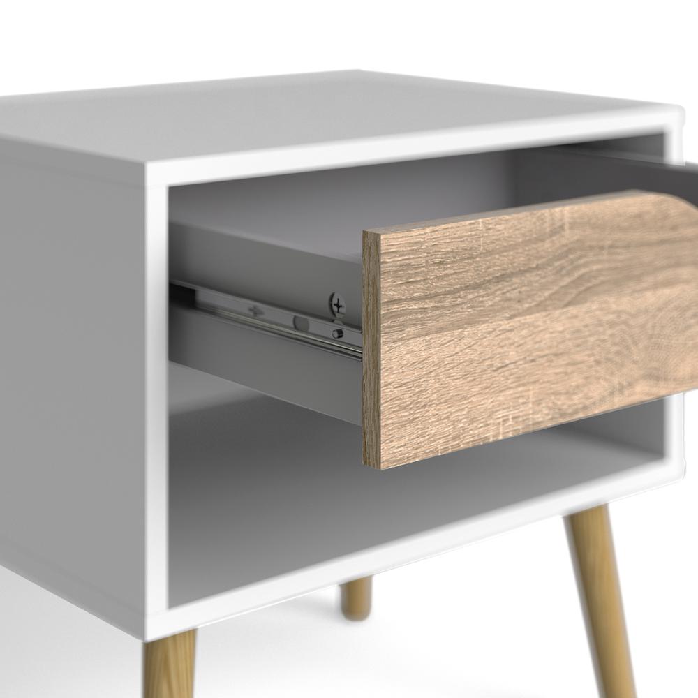 Diana 1 Drawer Nightstand, White/Oak Structure. Picture 5