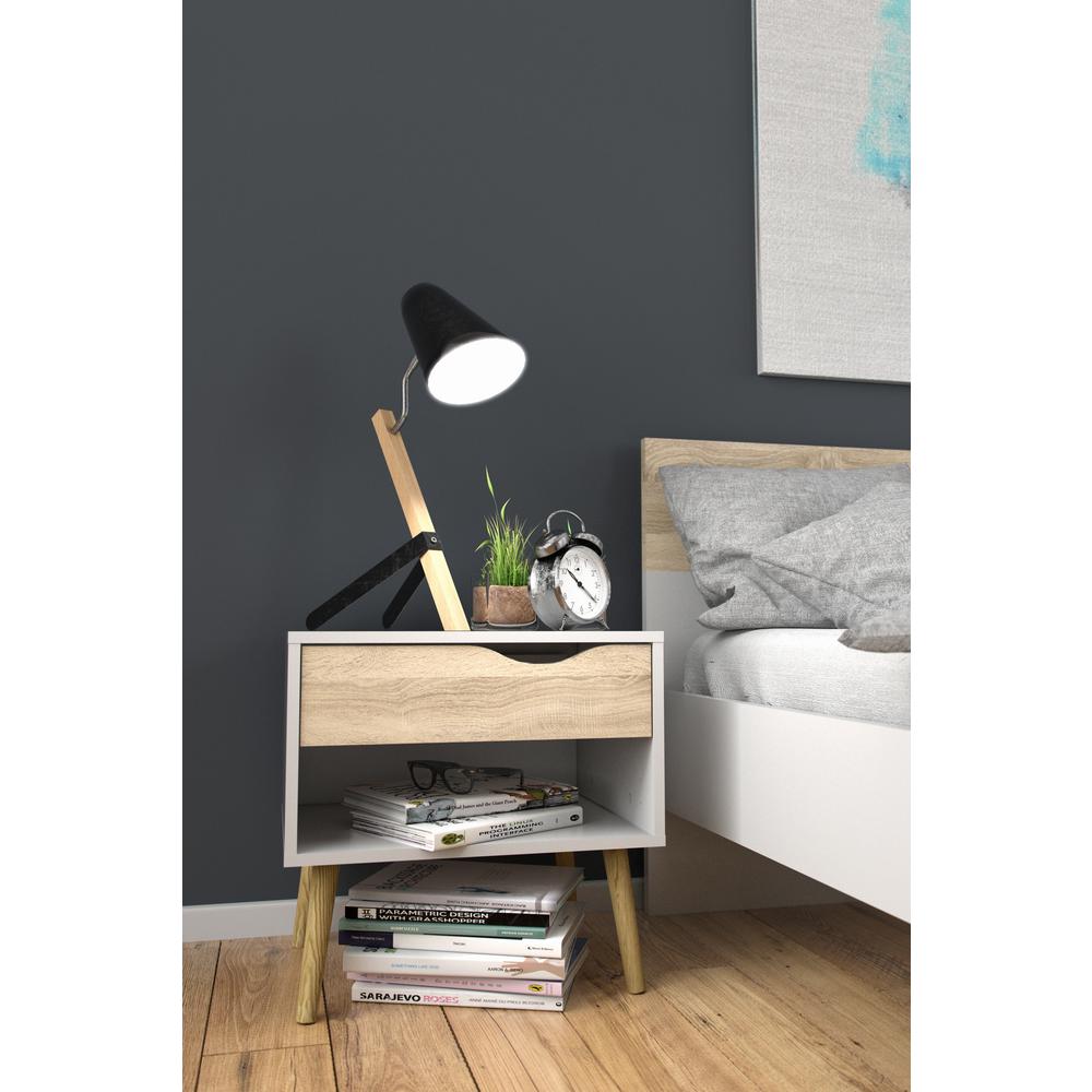 Diana 1 Drawer Nightstand, White/Oak Structure. Picture 9