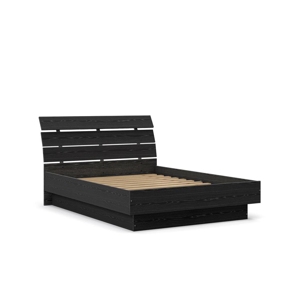 Scottsdale Queen Bed with Slat Roll, Black Woodgrain. Picture 3