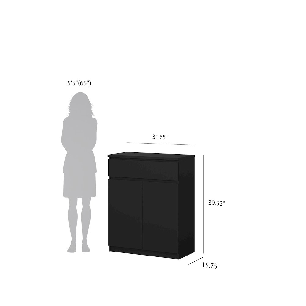 Scottsdale 1 Drawer, 2 Door Sideboard, Black Matte. Picture 8