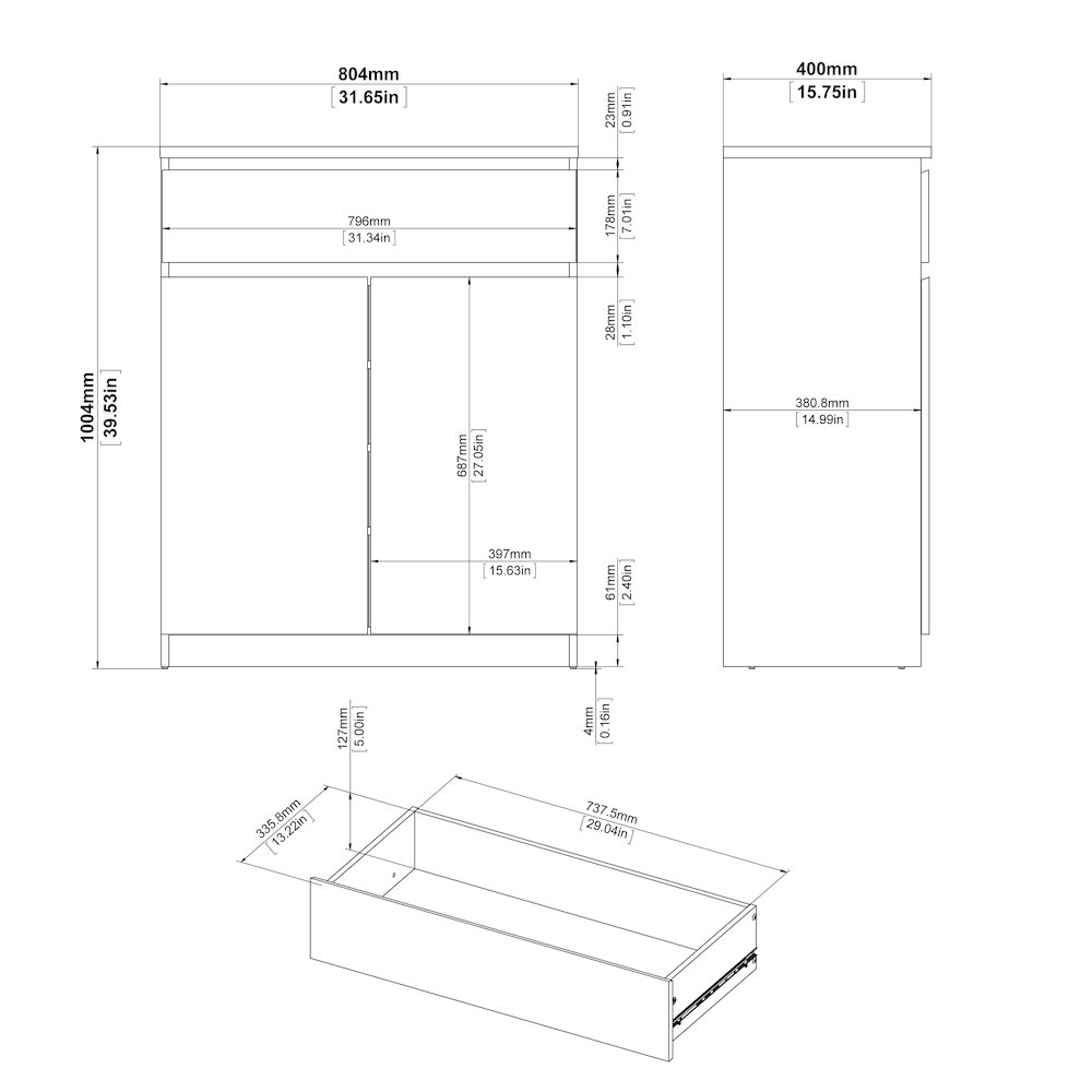 Scottsdale 1 Drawer, 2 Door Sideboard, Jackson Hickory. Picture 9
