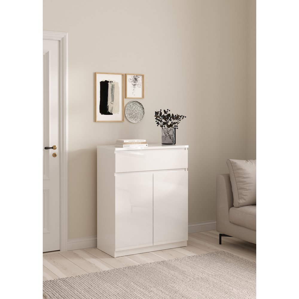Scottsdale 1 Drawer, 2 Door Sideboard, White High Gloss. Picture 9