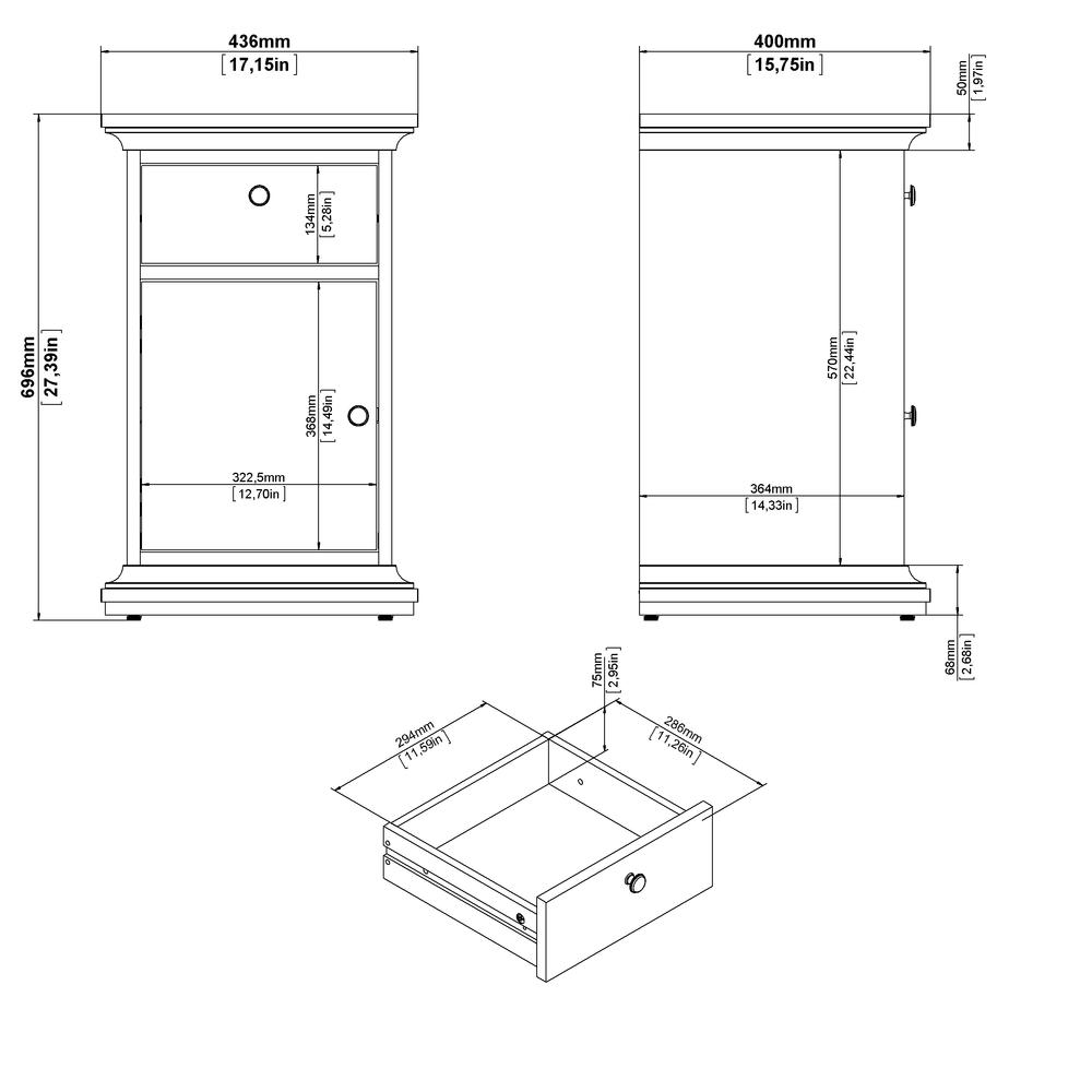 Sonoma 1 Drawer, 1 Door Nightstand, White. Picture 10