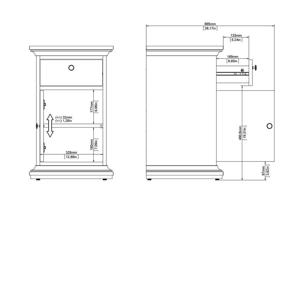 Sonoma 1 Drawer, 1 Door Nightstand, White. Picture 11